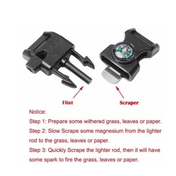 Compass Fire Starter Whistle Buckle NWT - Picture 2 of 4